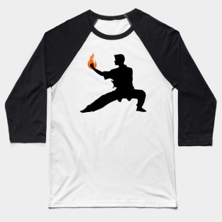 Wushu Fire Flame Hand Silhouette Pose Baseball T-Shirt